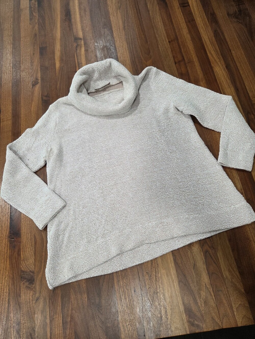 LOFT Neutral Cowl Neck Textured  Sweater Cotton Blend Size XL